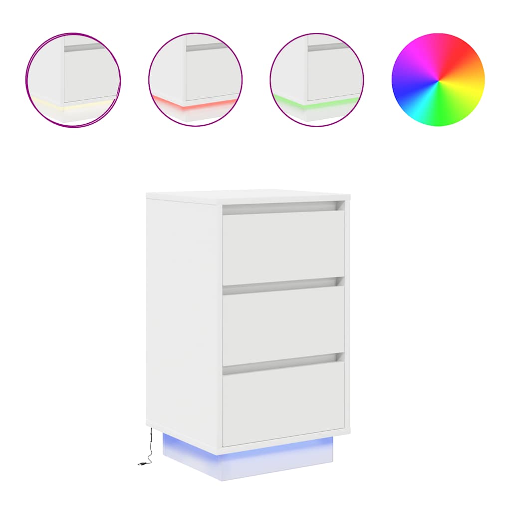 Table de chevet avec lumières LED blanc 38x34x65 cm - XIOS