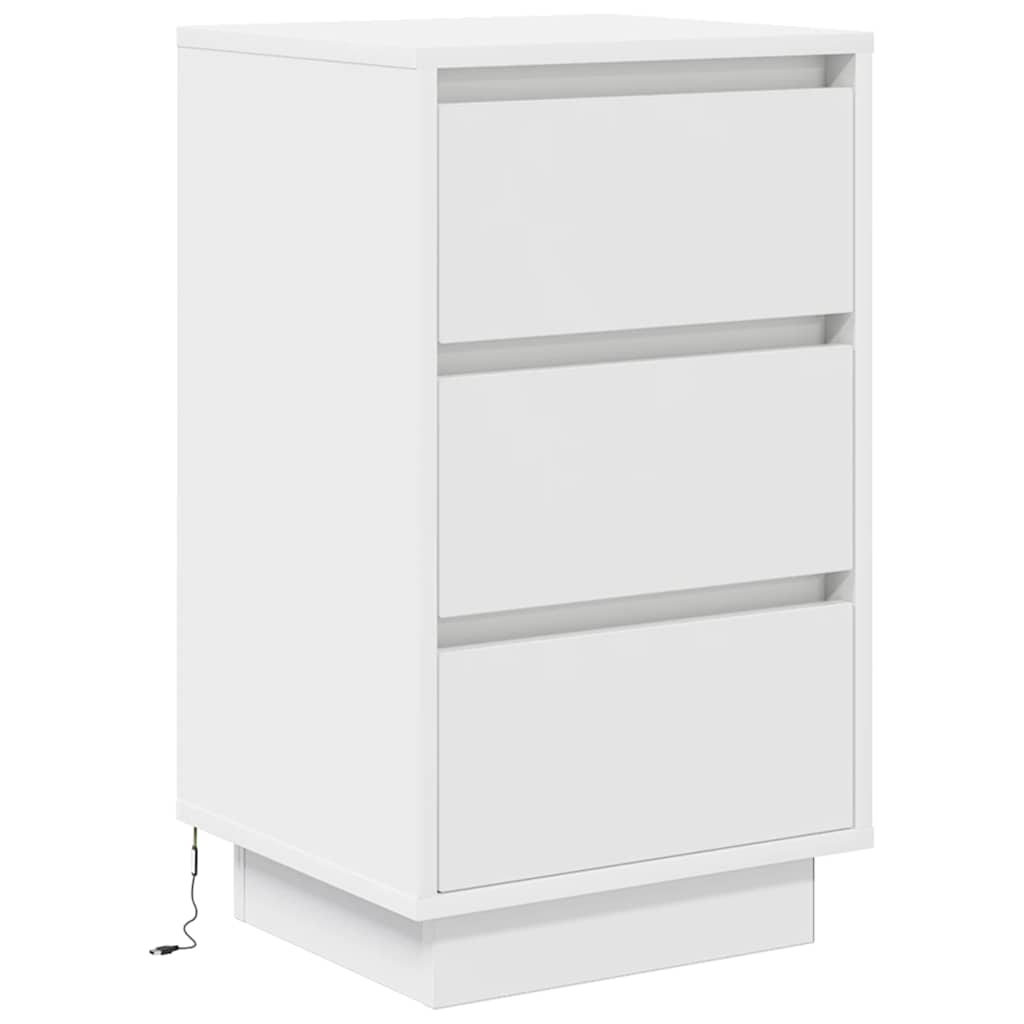 Table de chevet avec lumières LED blanc 38x34x65 cm - XIOS
