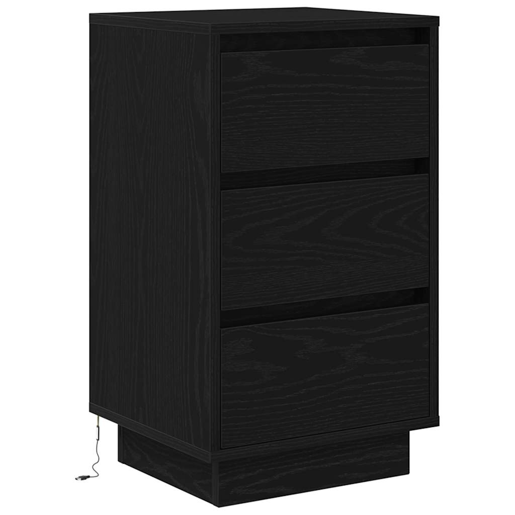 Table de chevet avec lumières LED noir 38x34x65 cm - XIOS