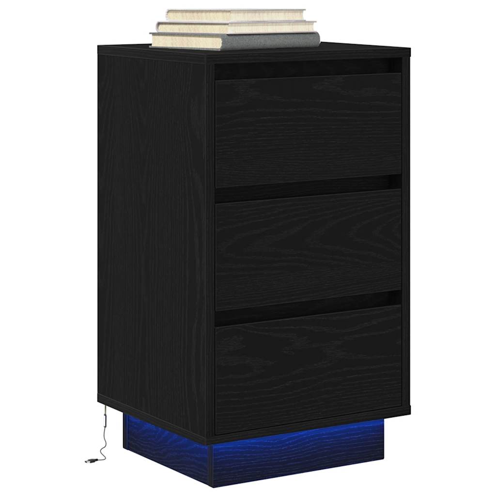 Table de chevet avec lumières LED noir 38x34x65 cm - XIOS