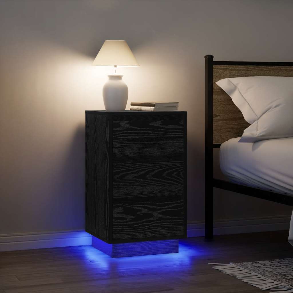Table de chevet avec lumières LED noir 38x34x65 cm - XIOS