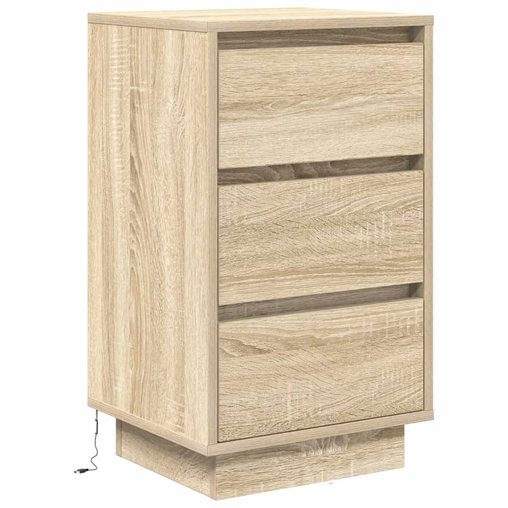 Table de chevet avec lumières LED chêne sonoma 38x34x65 cm - XIOS