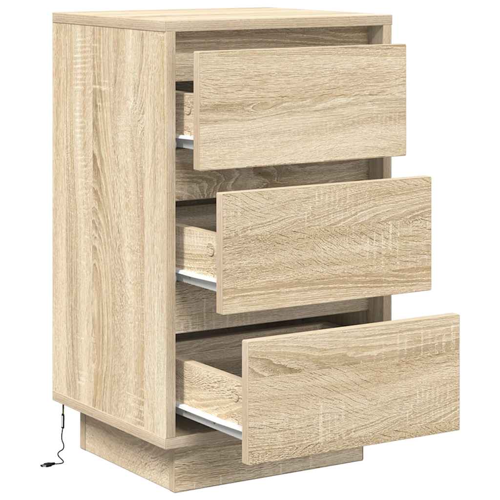 Table de chevet avec lumières LED chêne sonoma 38x34x65 cm - XIOS