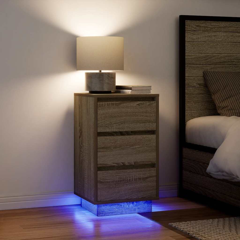 Table de chevet avec lumières LED chêne sonoma 38x34x65 cm - XIOS