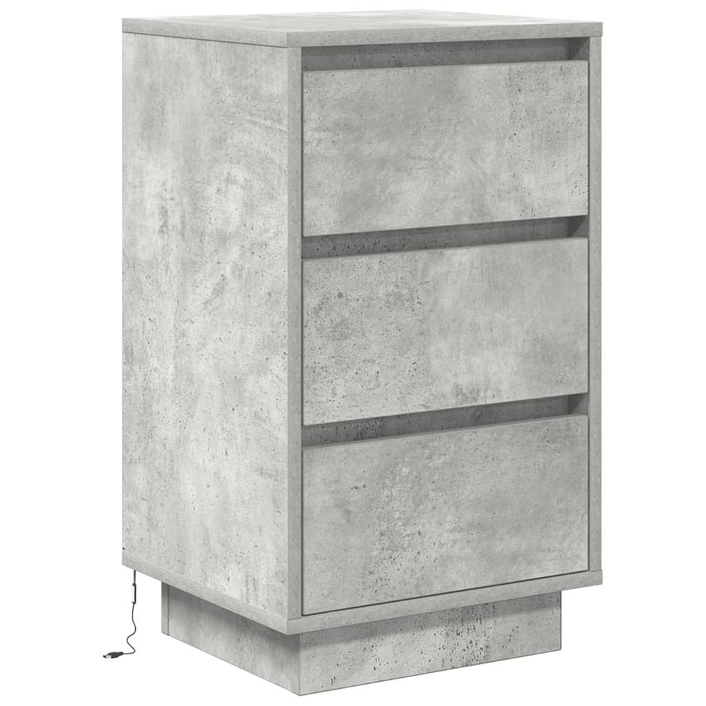 Table de chevet avec lumières LED gris béton 38x34x65 cm - XIOS