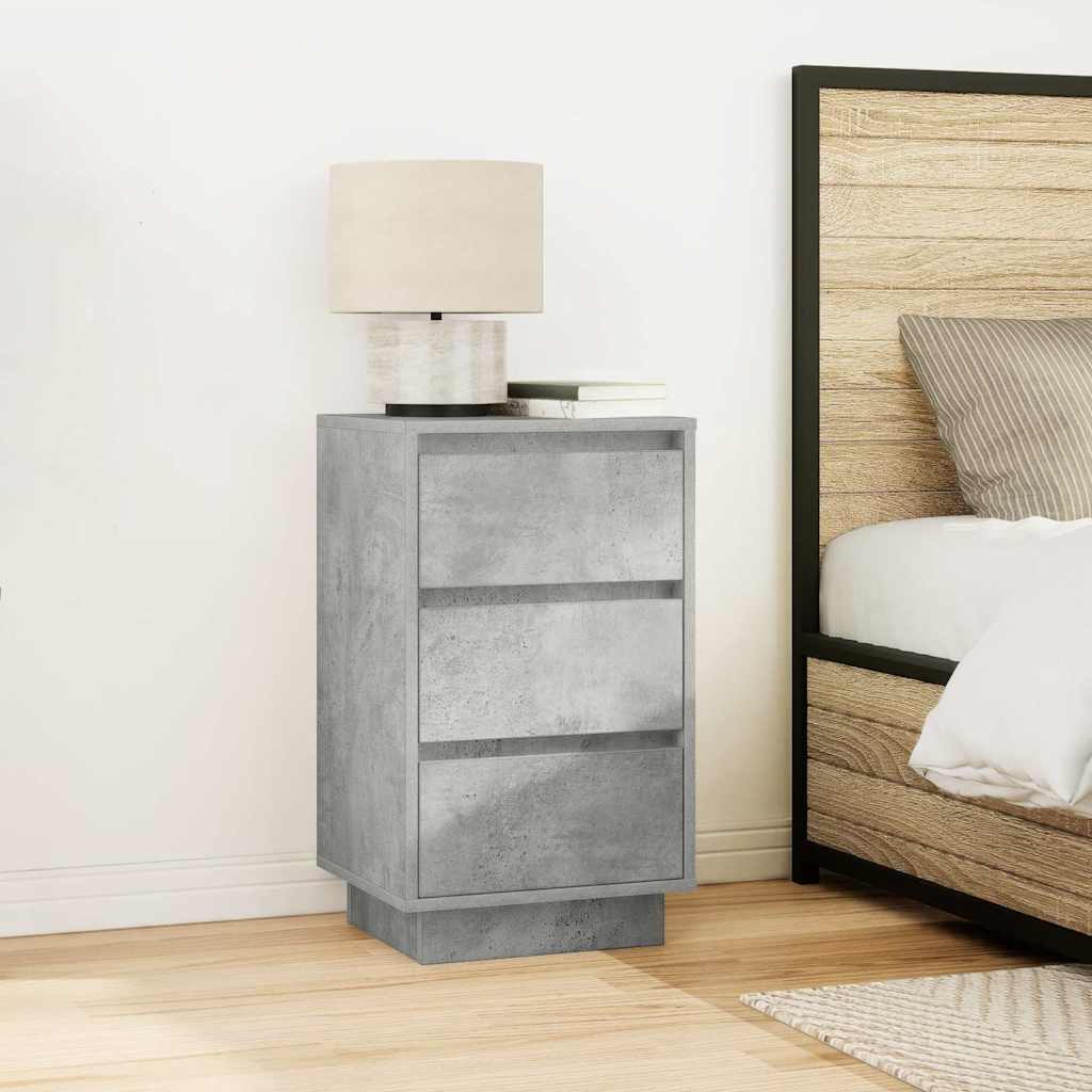 Table de chevet avec lumières LED gris béton 38x34x65 cm - XIOS