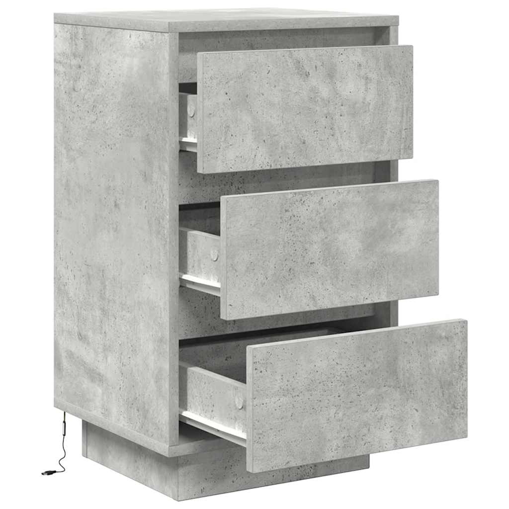 Table de chevet avec lumières LED gris béton 38x34x65 cm - XIOS