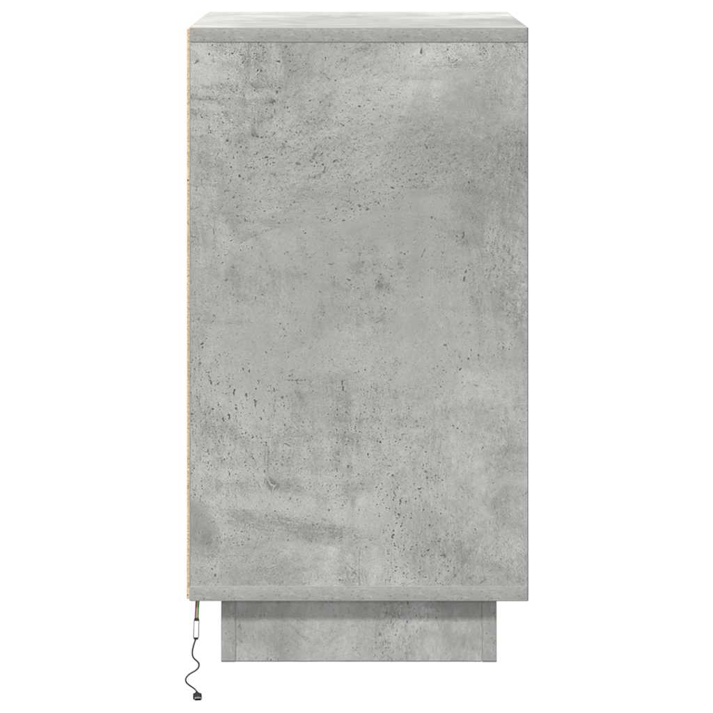 Table de chevet avec lumières LED gris béton 38x34x65 cm - XIOS