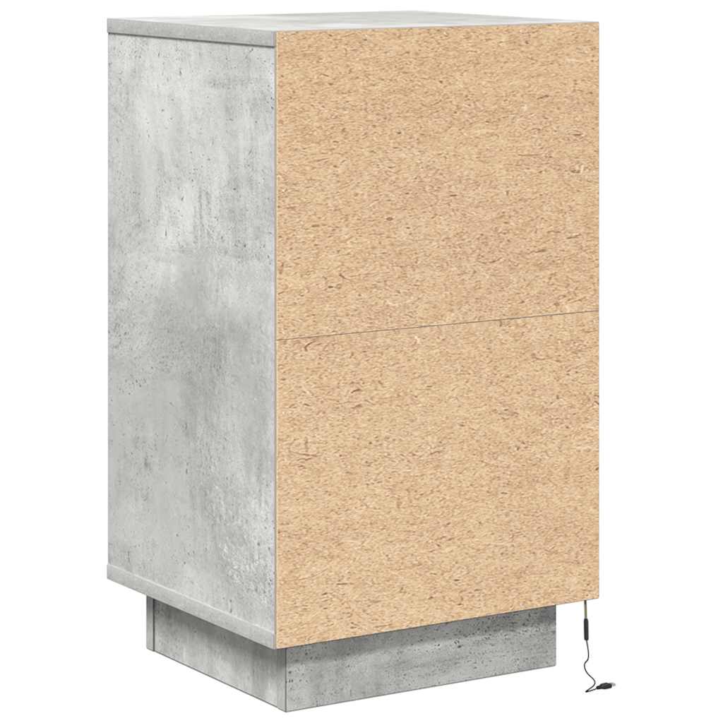 Table de chevet avec lumières LED gris béton 38x34x65 cm - XIOS