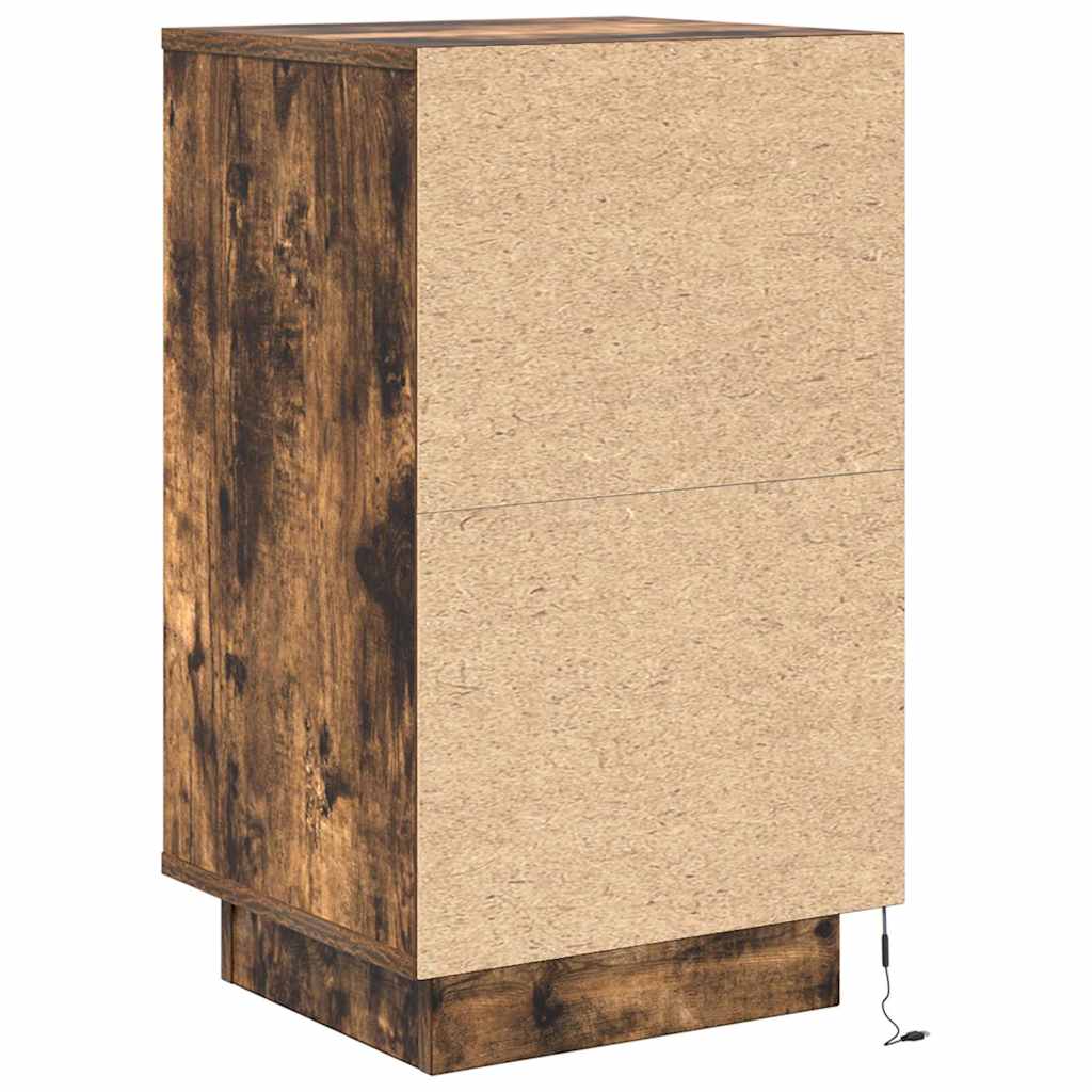 Table de chevet avec lumières LED chêne fumé 38x34x65 cm - XIOS