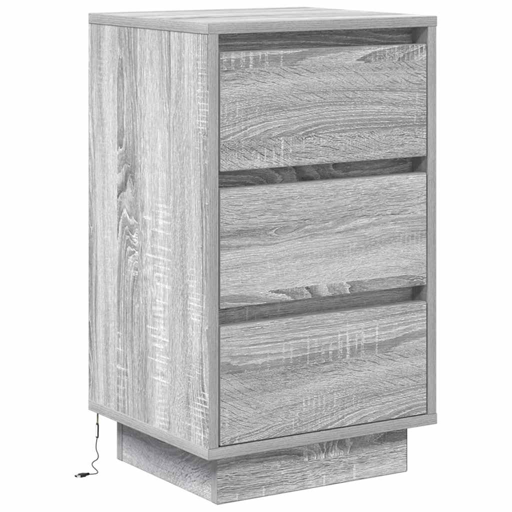 Table de chevet avec lumières LED sonoma gris 38x34x65 cm - XIOS