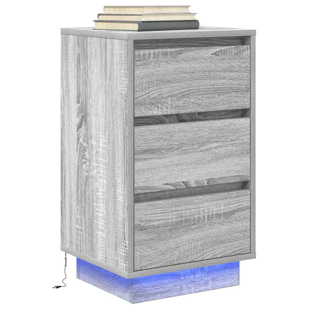 Table de chevet avec lumières LED sonoma gris 38x34x65 cm - XIOS
