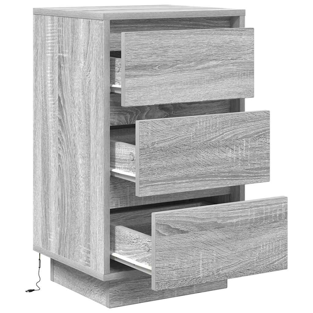 Table de chevet avec lumières LED sonoma gris 38x34x65 cm - XIOS