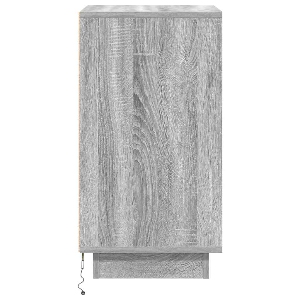 Table de chevet avec lumières LED sonoma gris 38x34x65 cm - XIOS