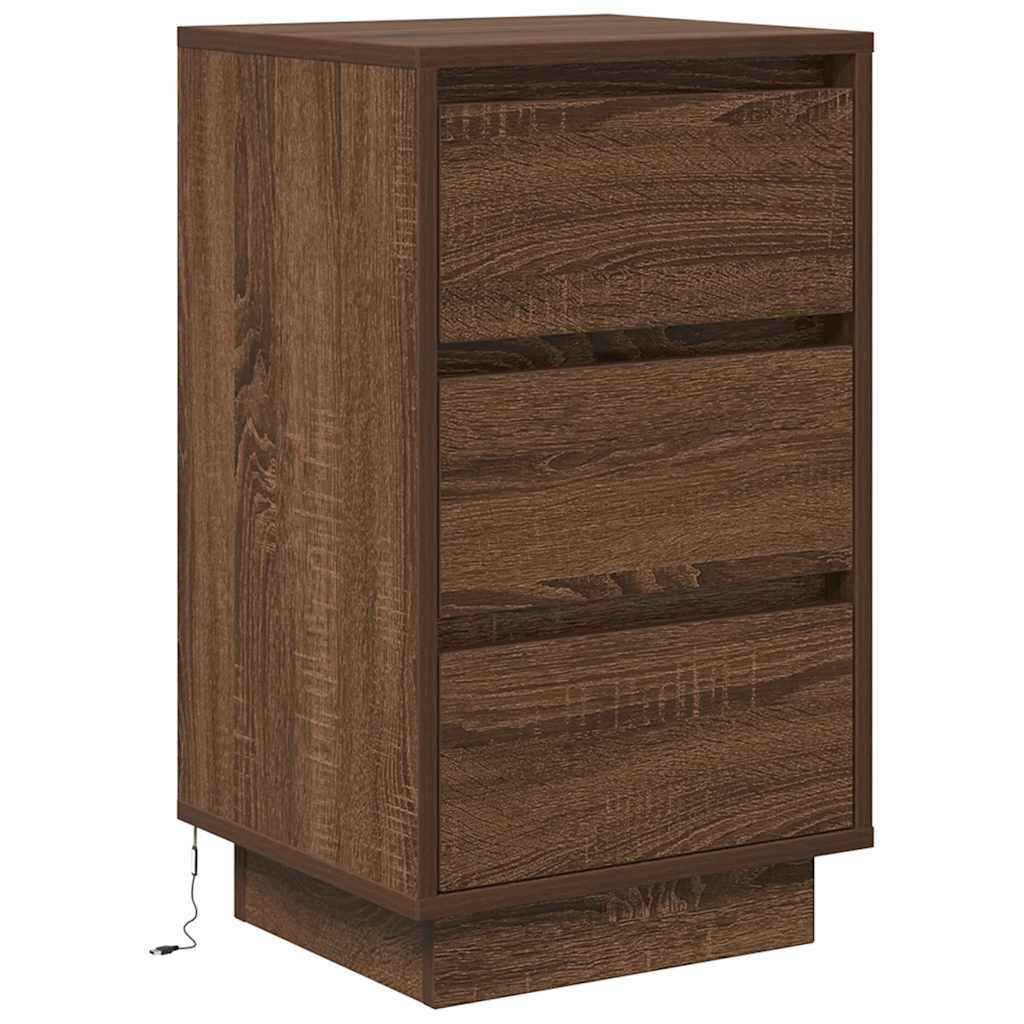 Table de chevet avec lumières LED chêne marron 38x34x65 cm - XIOS