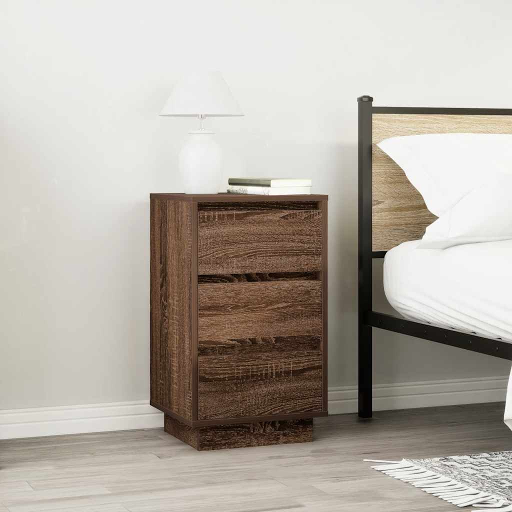 Table de chevet avec lumières LED chêne marron 38x34x65 cm - XIOS
