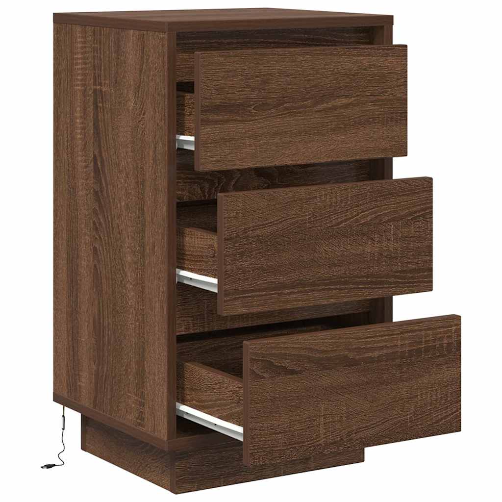Table de chevet avec lumières LED chêne marron 38x34x65 cm - XIOS