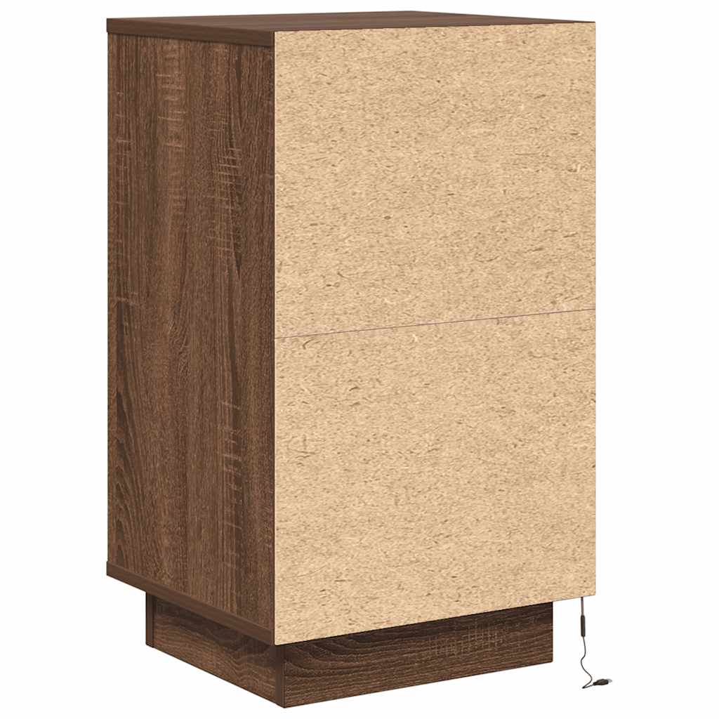 Table de chevet avec lumières LED chêne marron 38x34x65 cm - XIOS
