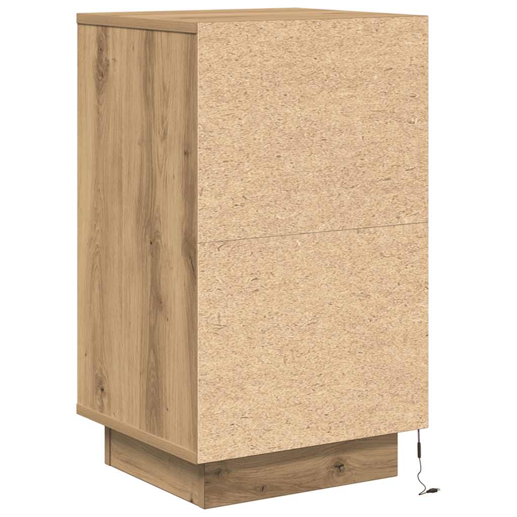 Armoire de chevet et lumières LED chêne artisanal 38x34x65 cm - XIOS