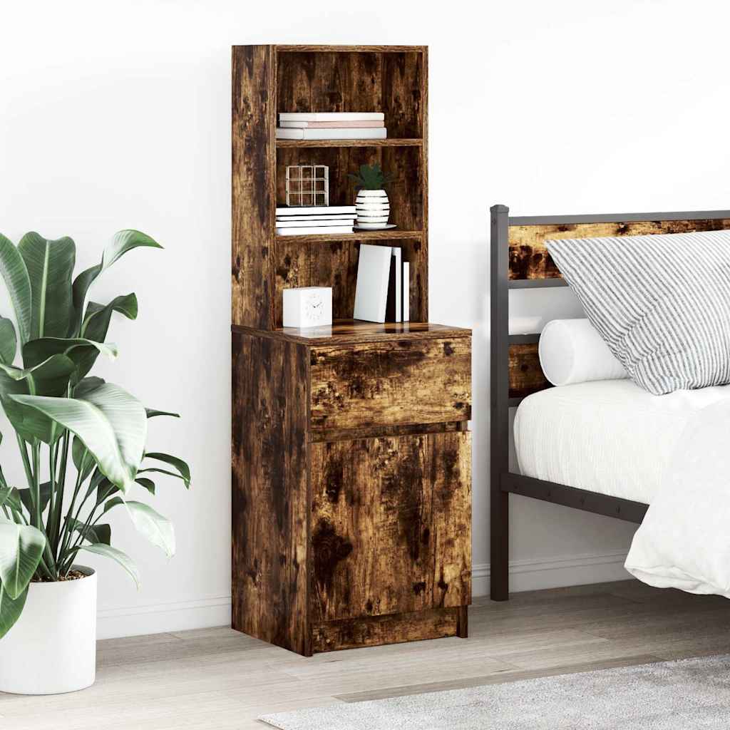 Table de chevet chêne fumé 39x35x125 cm bois d'ingénierie - XIOS