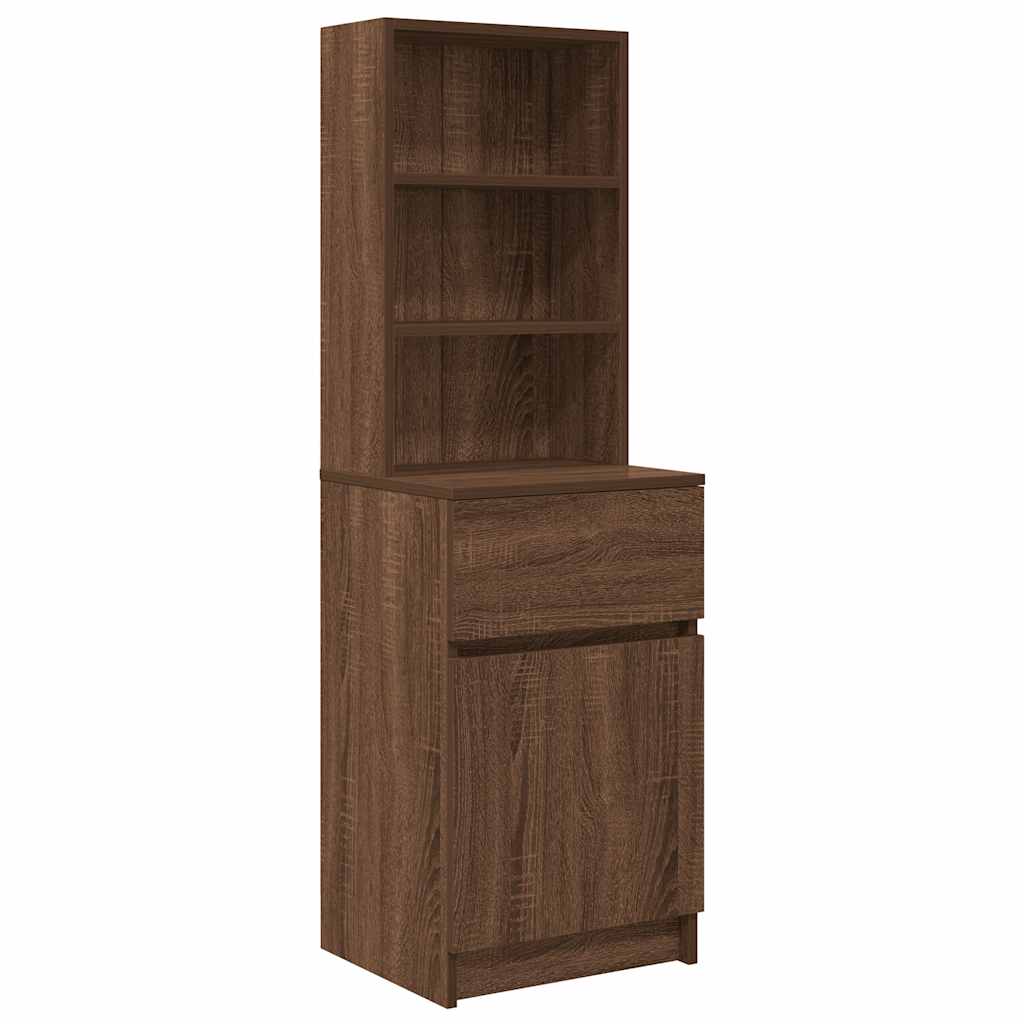 Table de chevet chêne marron 39x35x125 cm bois d'ingénierie - XIOS