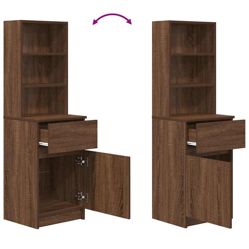 Table de chevet chêne marron 39x35x125 cm bois d'ingénierie - XIOS