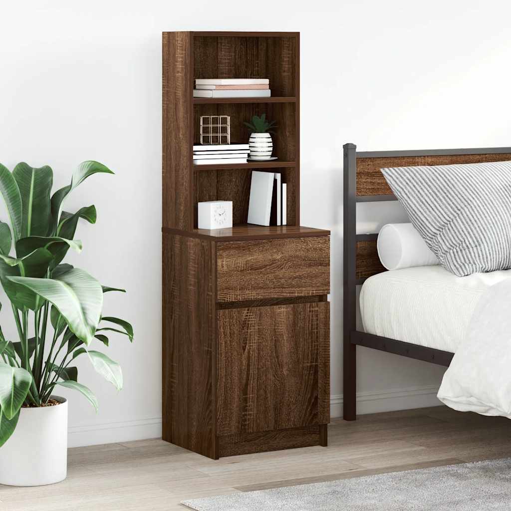 Table de chevet chêne marron 39x35x125 cm bois d'ingénierie - XIOS
