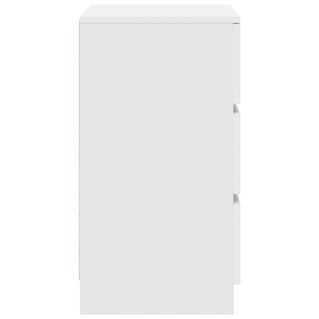 Table de chevet avec 3 tiroirs blanc 39x35x65 cm