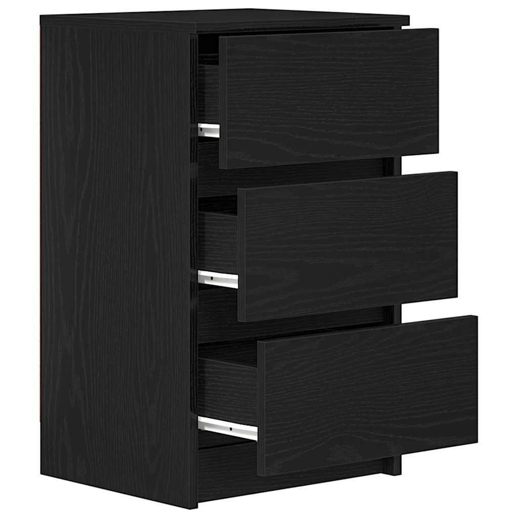 Table de chevet avec 3 tiroirs noir 39x35x65 cm - XIOS