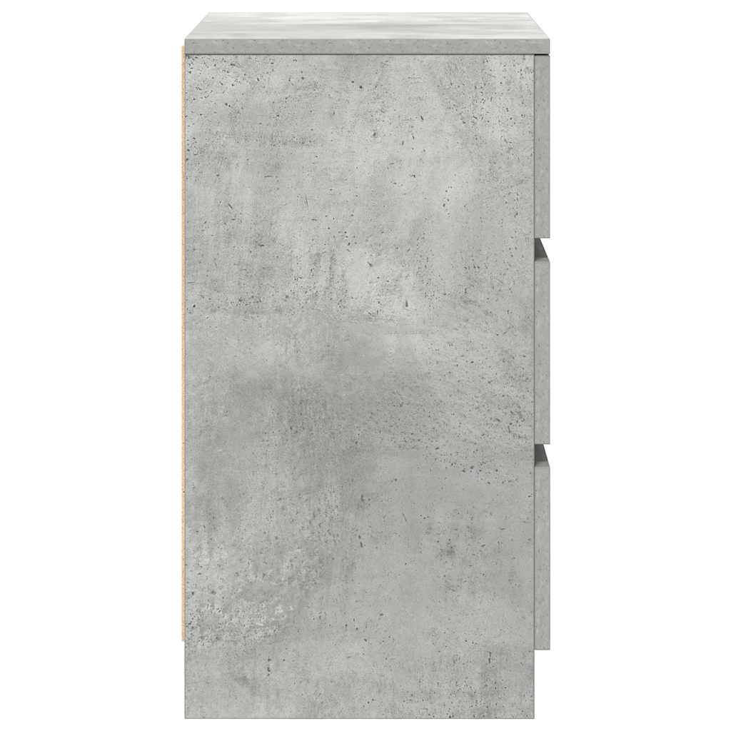 Table de chevet avec 3 tiroirs gris béton 39x35x65 cm - XIOS