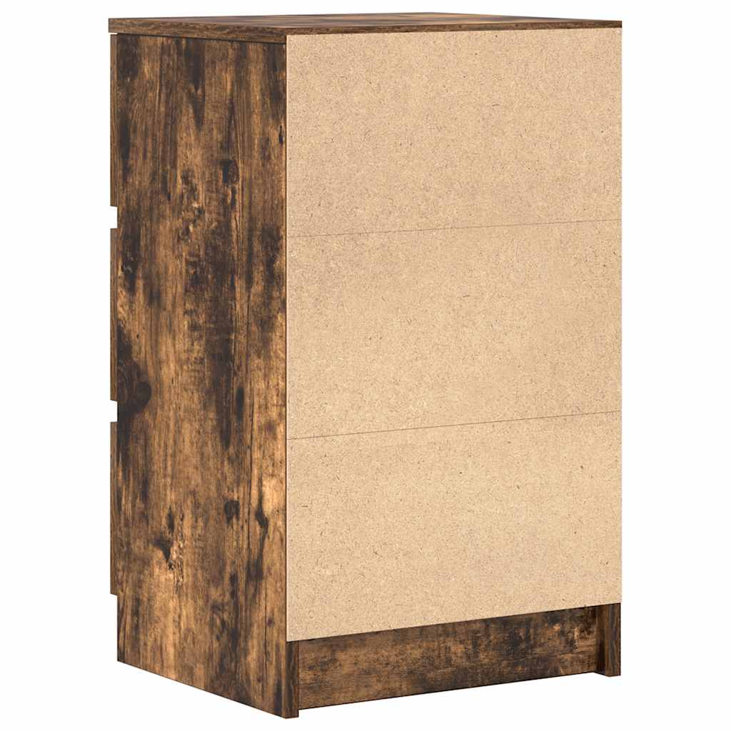 Table de chevet avec 3 tiroirs chêne fumé 39x35x65 cm - XIOS