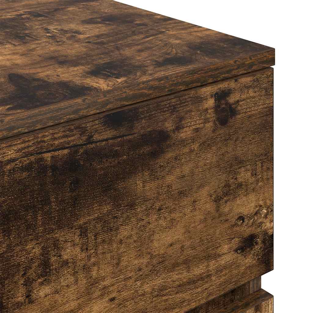 Table de chevet avec 3 tiroirs chêne fumé 39x35x65 cm - XIOS