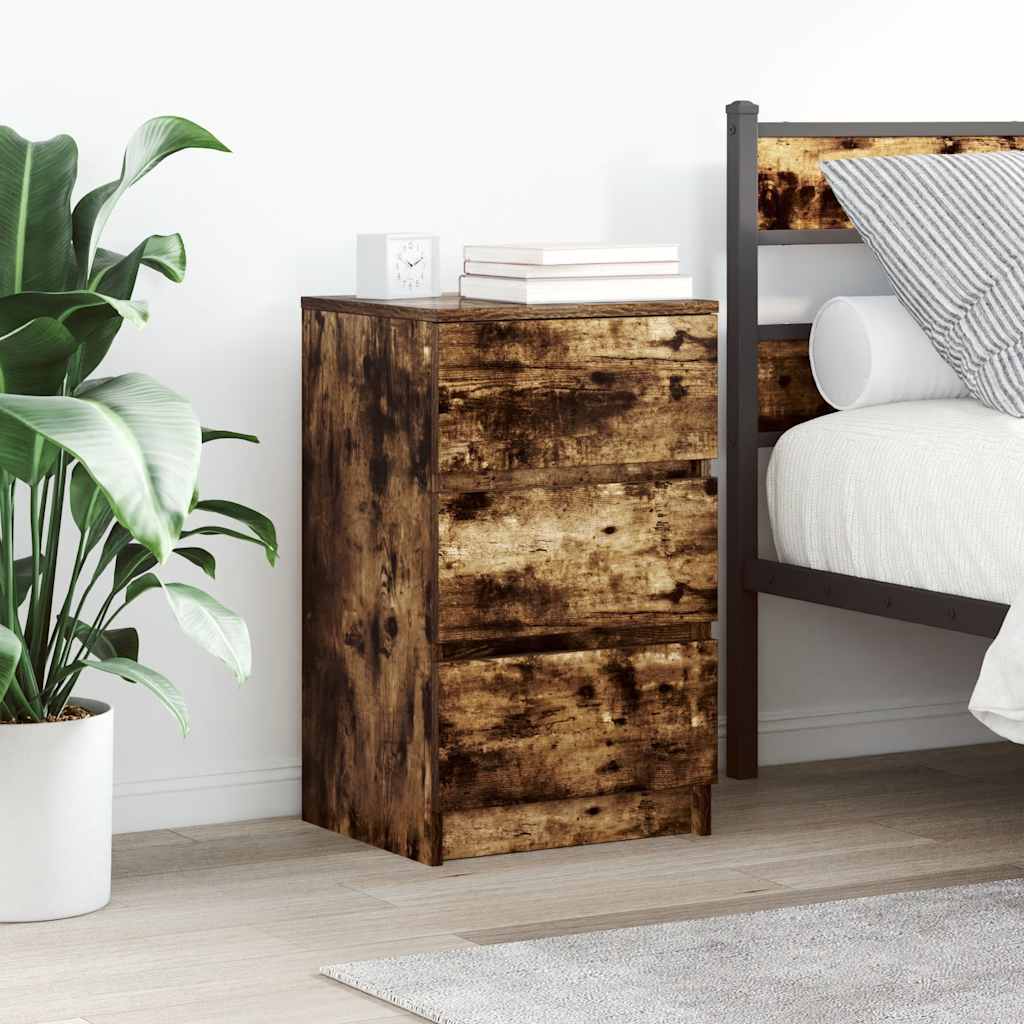 Tables de chevet avec 3 tiroirs 2 pcs chêne fumé 39x35x65 cm - XIOS