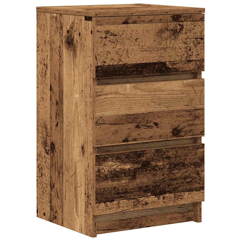 Table de chevet avec 3 tiroirs vieux bois 39x35x65 cm - XIOS