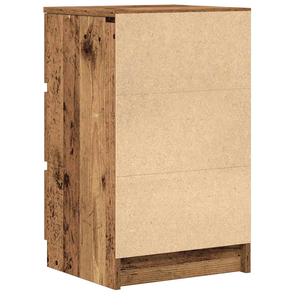 Table de chevet avec 3 tiroirs vieux bois 39x35x65 cm - XIOS