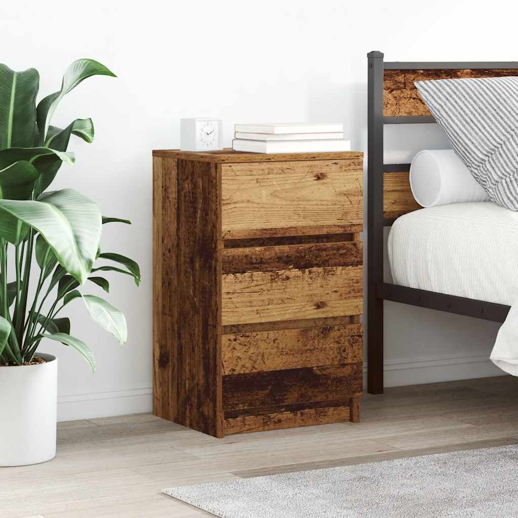 Tables de chevet avec 3 tiroirs 2 pcs vieux bois 39x35x65 cm - XIOS