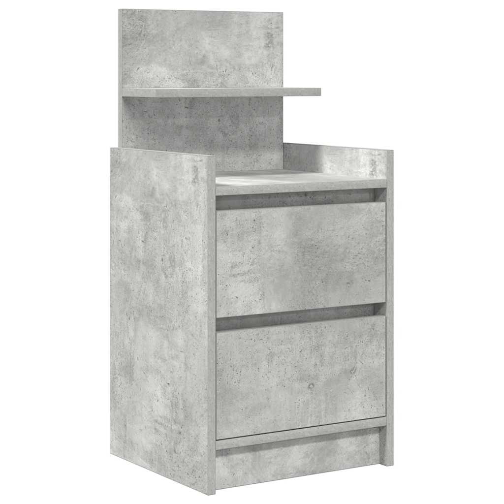 Table de chevet avec 2 tiroirs gris béton 38x34x80 cm - XIOS