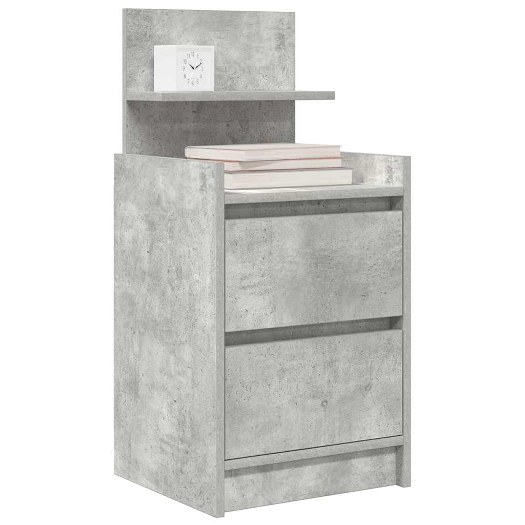 Table de chevet avec 2 tiroirs gris béton 38x34x80 cm - XIOS