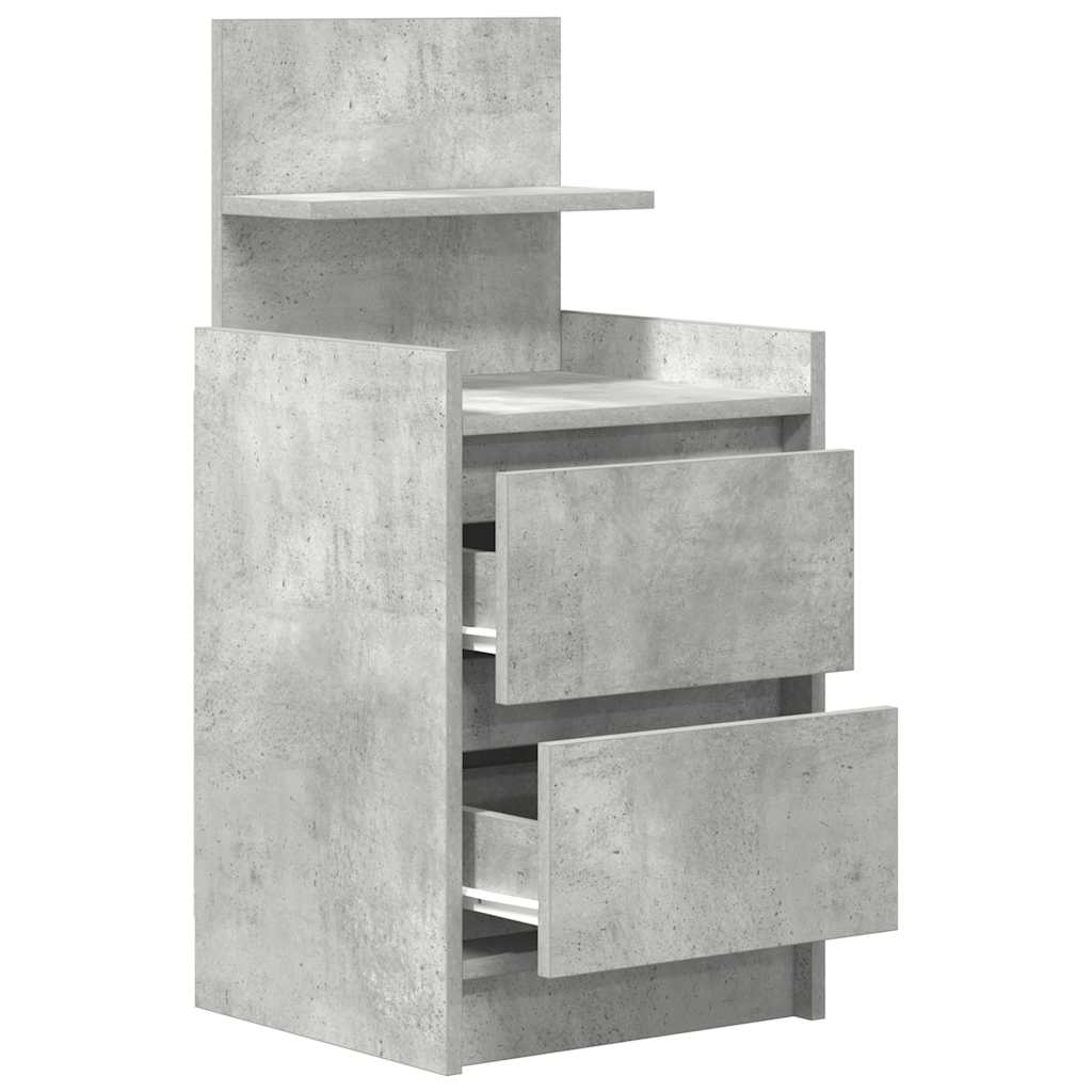 Table de chevet avec 2 tiroirs gris béton 38x34x80 cm - XIOS