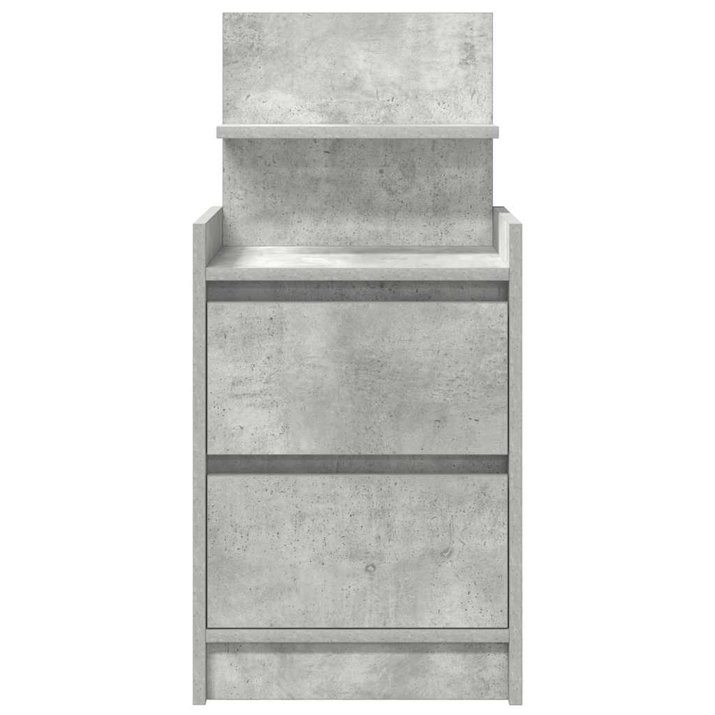 Table de chevet avec 2 tiroirs gris béton 38x34x80 cm - XIOS