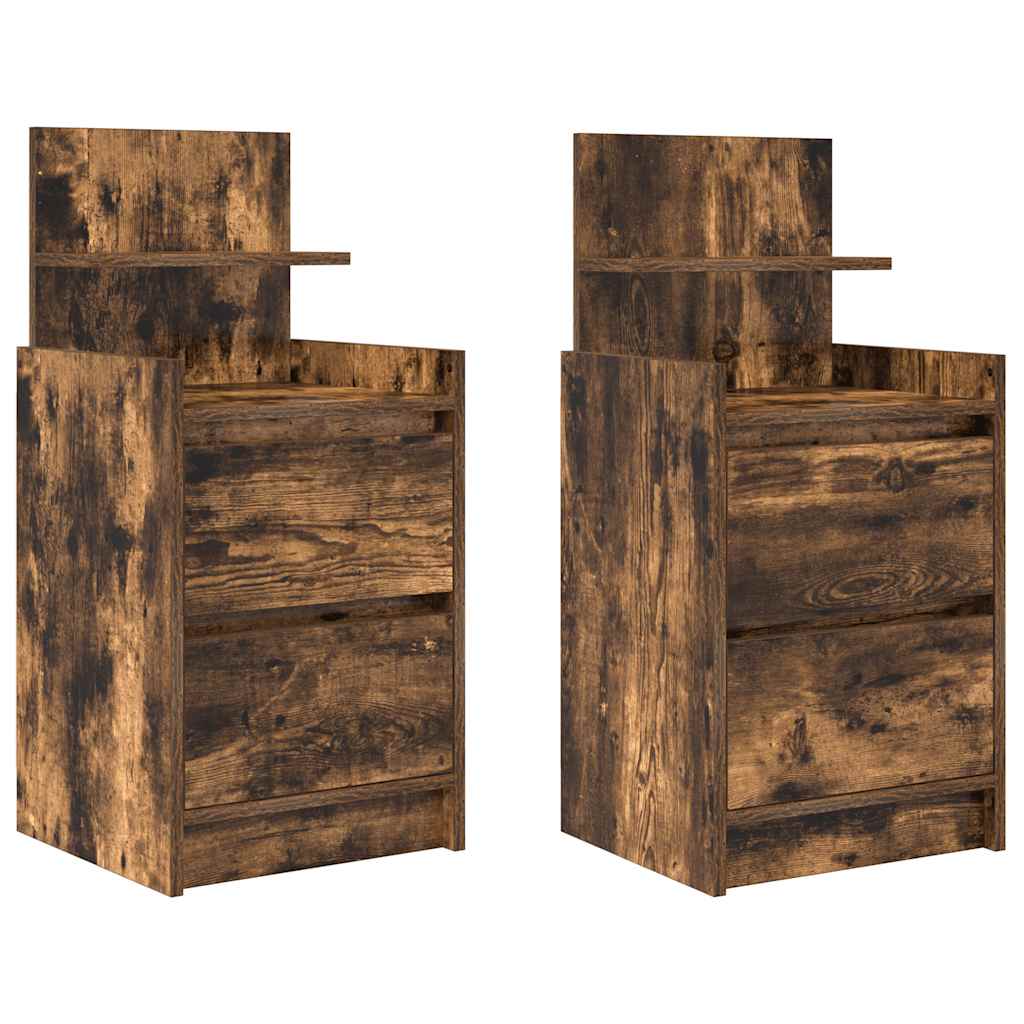 Tables de chevet avec 2 tiroirs 2 pcs chêne fumé 38x34x80 cm - XIOS