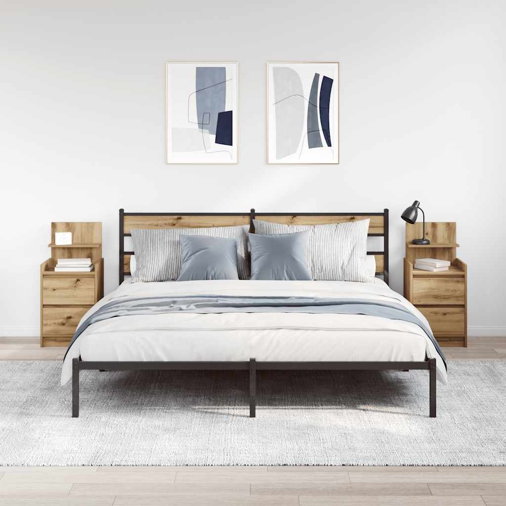 Tables de chevet 2 tiroirs 2 pcs chêne artisanal 38x34x80 cm