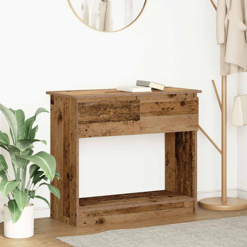 Table console avec tiroirs vieux bois 85,5x38,5x74,5 cm - XIOS