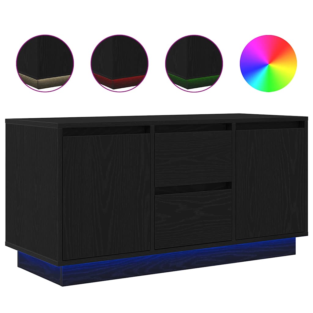 Meuble TV avec lumières LED chêne noir 100x41x50 cm - XIOS