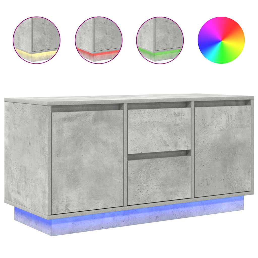 Meuble TV avec lumières LED gris béton 100x41x50 cm - XIOS