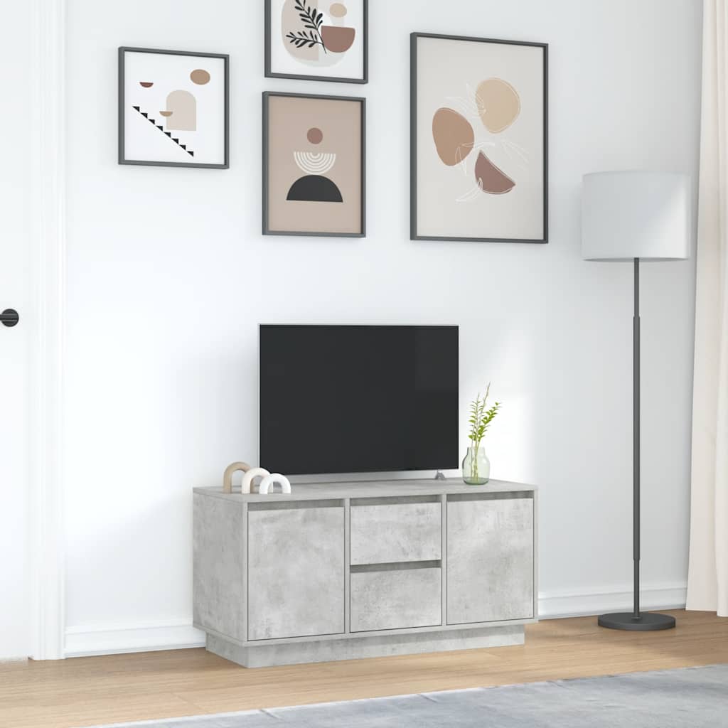 Meuble TV avec lumières LED gris béton 100x41x50 cm - XIOS