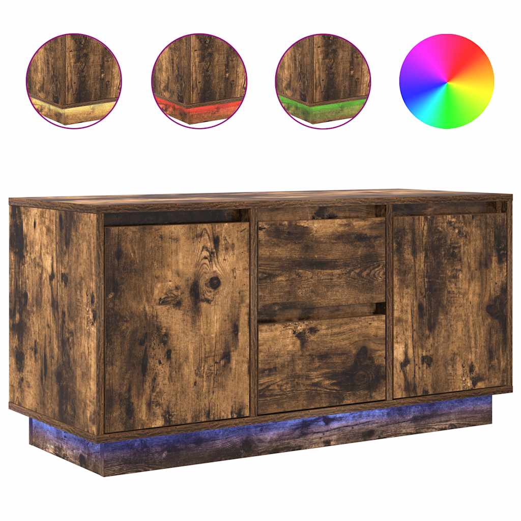 Meuble TV avec lumières LED chêne fumé 100x41x50 cm - XIOS