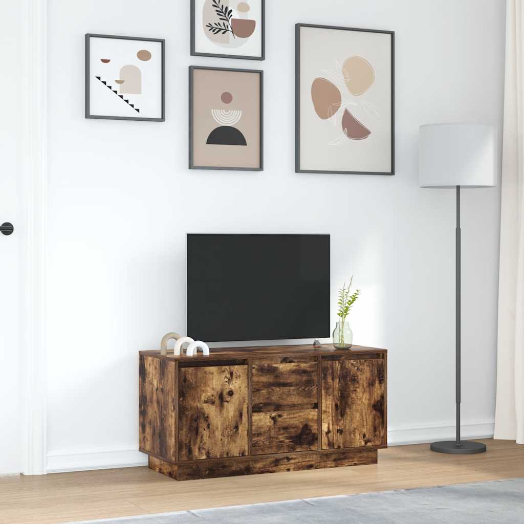 Meuble TV avec lumières LED chêne fumé 100x41x50 cm - XIOS