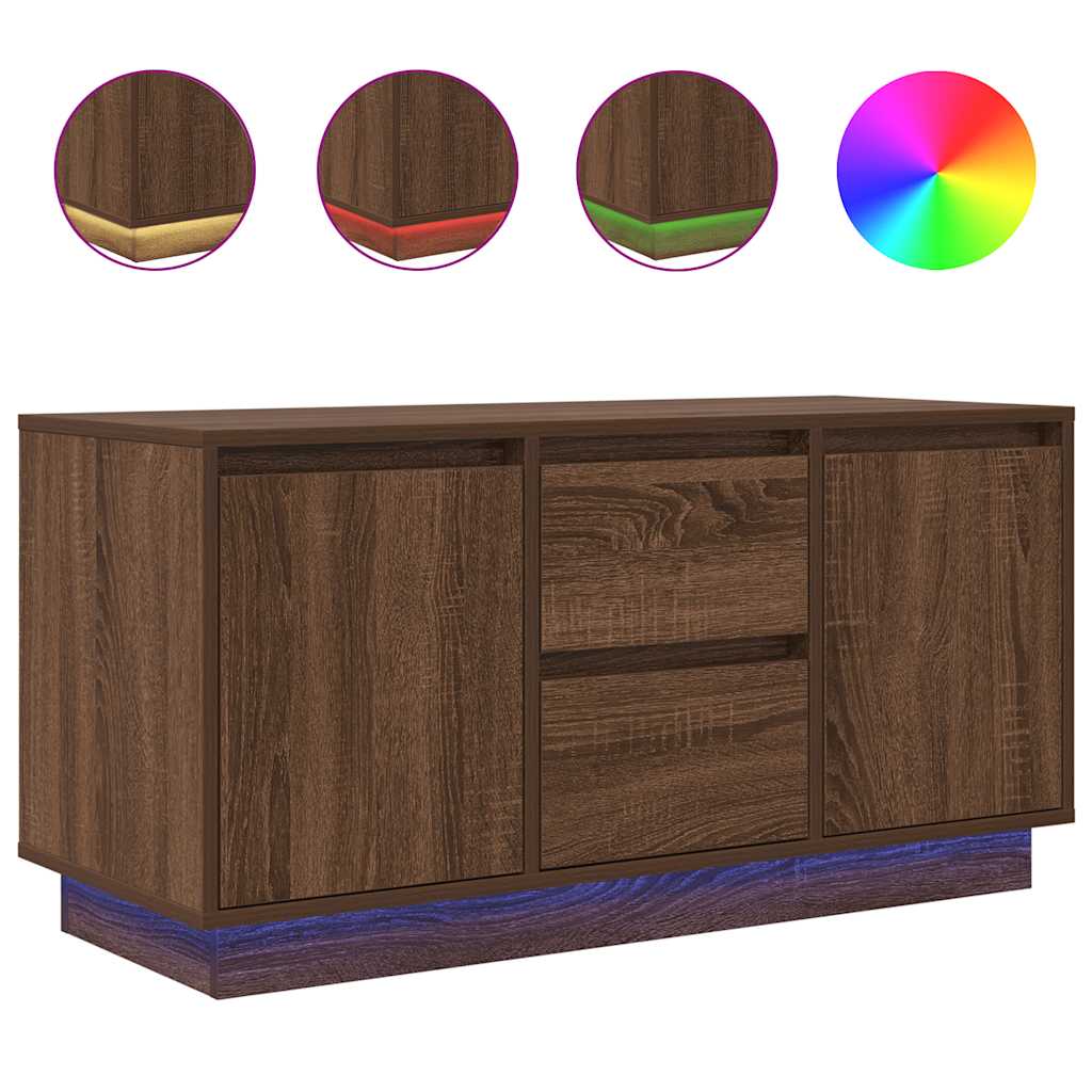 Meuble TV avec lumières LED chêne marron 100x41x50 cm - XIOS