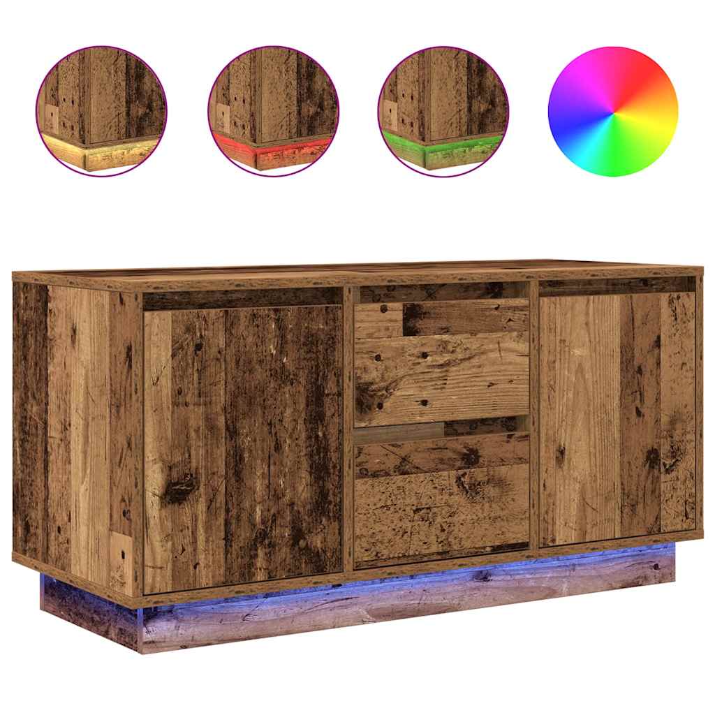 Meuble TV avec éclairage LED vieux bois 100x41x50 cm - XIOS
